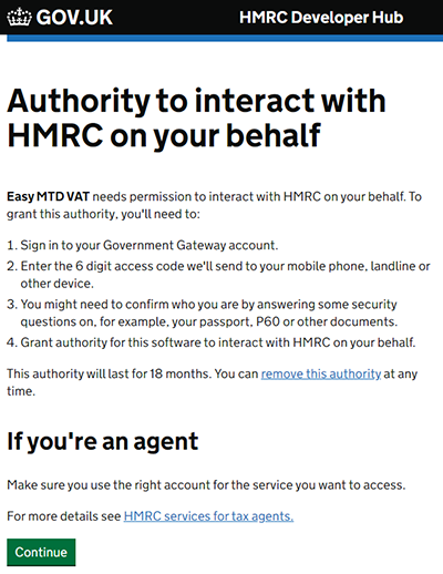 Authority to interact with HMRC on your behalf page image